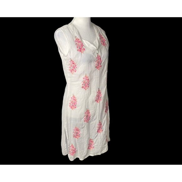 ASEESA Women Embroidered Floral Dress Sleeveless Knee Length Sz S White 26-5 - Picture 3 of 16